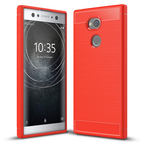 Flexi Slim Carbon Fibre Case for Sony Xperia XA2 Ultra - Brushed Red